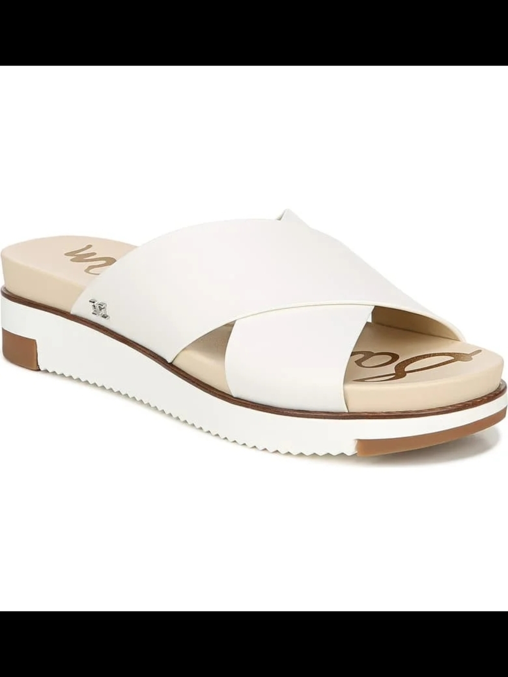 Sam Edelman White Cross-Strap Slide Sandals 'Audrea' - Picture 2 of 10